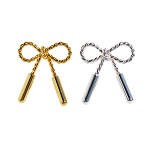 Exquisite 3D twisted bow knot stud earrings in polished gold and silver finishes
