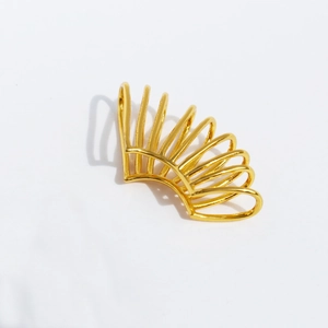 Minimalist multi-layer gold ear cuff featuring a stylish six-row spiral spring wire design