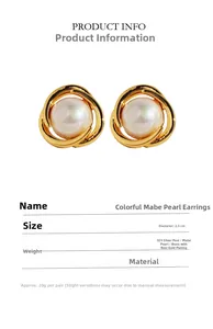 Detailed size and material specs for gold plated Mabe pearl hoop earrings with 925 silver pin