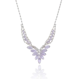 Collier exquis en argent avec pierres violettes taille marquise et zircons blancs