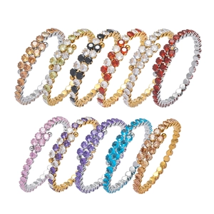 Bracelet Jonc Acier Inoxydable Ouvert Zircone Colorée Diamants Bijoux Pour Femmes Élégant