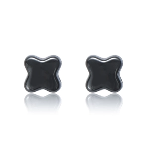 Glänzende schwarze Keramik-Ohrstecker in X-Form für Damen mit hochglanzpoliertem Finish