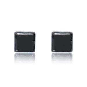 Minimalistische quadratische schwarze Keramik-Ohrstecker mit glänzendem Hochglanz-Finish