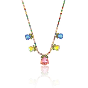 Modisches Tulpen-Schmuckset mit bunten Kristallen und herzförmigen Anhängern
