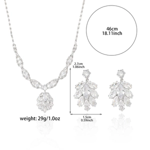Funkelndes Zirkon-Halsketten und Ohrring-Set mit Marquise-Steinen für festliche Anlässe