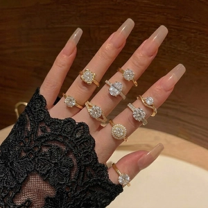 Bagues Réglables De Style Français Pour Femmes En Alliage Plaqué Or Avec Solitaire En Zircone Cubique Bijou Élégant