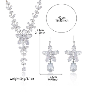Parure collier et boucles d'oreilles tournesol en cristal avec dimensions et poids