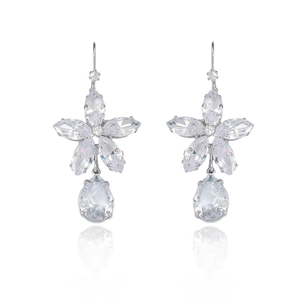 Boucles d'oreilles pendantes tournesol en argent et zircon avec pierres taillées