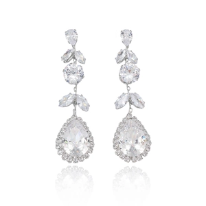 Boucles d'oreilles pendantes tulipes en argent avec zircone pour bijoux de mariée