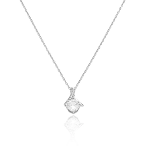 Elegant water drop pendant necklace with micro-p镶 zircon on a silver chain