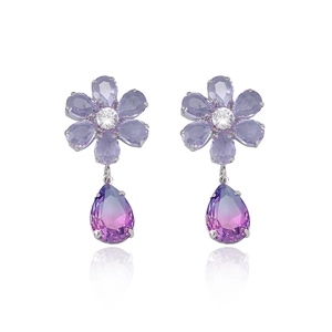 Elegante lila Zirkonia-Blumenohrringe mit traumhaftem Tropfen-Farbverlauf für Damen