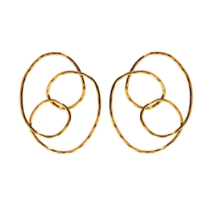Boucles d'oreilles créoles géométriques dorées avec cercles ovales pour femmes