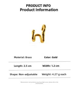 Detailed product specs of double-layered brass ear cuff in gold finish, 2.5cm long