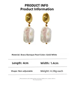 Infographie détaillée montrant les dimensions et matériaux des boucles d'oreilles perles