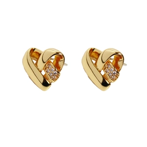Élégantes boucles d'oreilles cœur en argent S925 avec zirconiums plaqué or