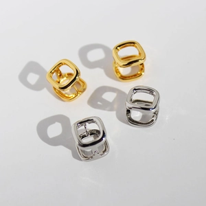 Minimalist Square Hoop Earrings Geometric Hollow Brass Gold Plated Double Sided Modern Jewelry For Women