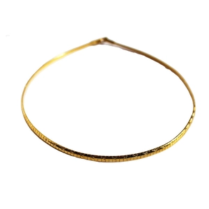 Flat gold snake chain necklace in vacuum-plated copper with geometric texture