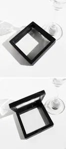 Detalles de caja para joyas negra con película PE flexible para exhibición de anillos