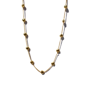Elegant 18K gold plated thin chain necklace with minimalist solid heart-shaped charms