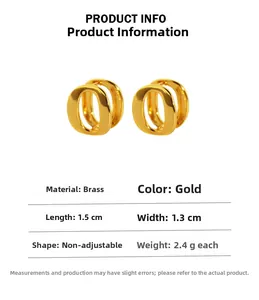 Detailed dimensions of hollow geometric brass gold earrings with 1.5cm length measurements