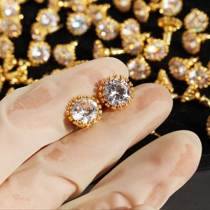 Elegant Sunflower Stud Earrings Brass Gold Plated Clear Brilliant Cubic Zirconia Daily Commute Versatile Jewelry For Women