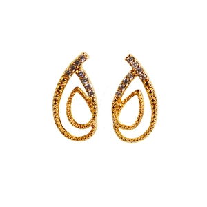 Minimalist gold teardrop earrings with shimmering zircon stones in a streamlined design