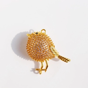 Gold Plated Brass Bird Brooch And Pendant For Women With Cubic Zirconia Sparkling Rhinestones Luxury Jewelry Accessory