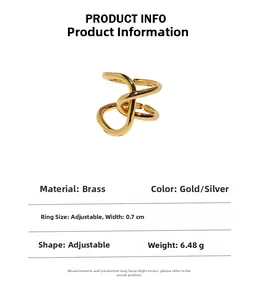 Detailed specs of adjustable brass knot ring with 0.7cm width and 6.48g weight
