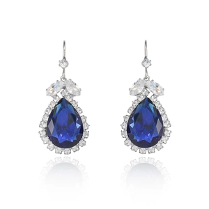 Elegante set di gioielli con collana e orecchini in zircone blu scuro a goccia