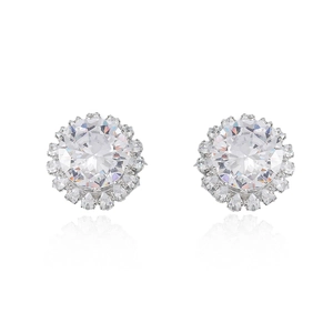 Boucles d'oreilles tournesol étincelantes avec cristaux de zircon et monture argentée