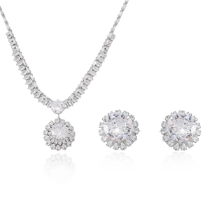 Parure de bijoux tournesol en zircon avec collier étincelant et boucles d'oreilles