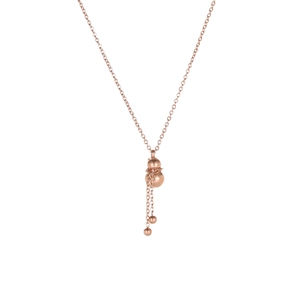 Rose gold titanium steel necklace with gourd tassel pendant on white background