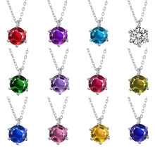 Matrix showing 12 colors of round faceted gemstone pendants with silver chain necklaces