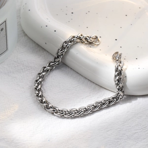 Bracciale A Catena Di Grano In Acciaio Inossidabile Per Uomini Donne Hip Hop Gioielli A Maglia Intrecciata Chiusura A Aragosta Minimalista