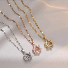 Three-color star pendants in gold, rose gold and silver with zircon inlays