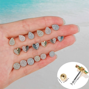 Orecchini A Lobo Per Cartilagine Tondi Geometrici Ottone Placcato Oro Zirconia Cubica Pave Gioielli Piercing Chiusura Sfera A Vite Donna
