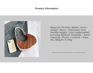 Detailed size specifications for the brown clover embossed PU leather shoulder bag