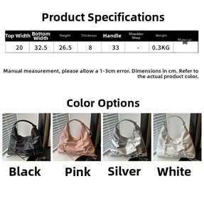 Tabella taglie borsa tote con fiocco e opzioni colore in nero rosa argento e bianco