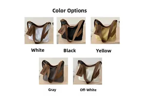 Selezione colori dettagliata con cinque borse in tela in bianco, nero, giallo e grigio