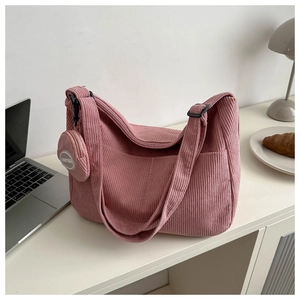 Sac fourre-tout en velours rose avec porte-monnaie, idéal pour bureau et loisirs