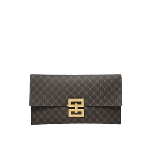 Pochette a busta marrone monogramma con chiusura dorata vintage da donna
