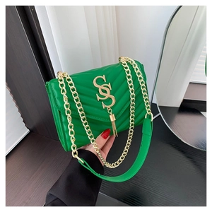 Sac à Bandoulière Matelassé en Cuir PU pour Femmes Chaîne en Métal Doré Pompon Sac Bandoulière Carré Mode Quotidien Sac à Main