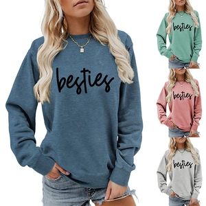 Detail showing the rib-knit cuffs and hem on the long-sleeve besties crewneck sweatshirt