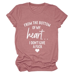 Detailed flat lay of dark pink cotton t-shirt with white graphic text lettering print