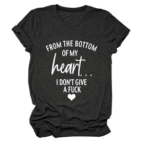 Charcoal grey minimalist cotton T-shirt with white FROM THE BOTTOM OF MY heart text print