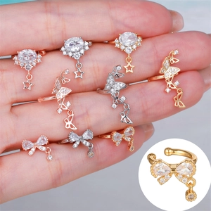 Brass Zircon Butterfly Bowknot Star Ear Cuff Gold Silver Rose Gold Plated Non Pierced Clip On Earrings Women Luxury Jewelry