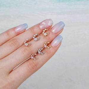 Sparkling butterfly zircon flower stud earrings in silver, gold and rose gold tones