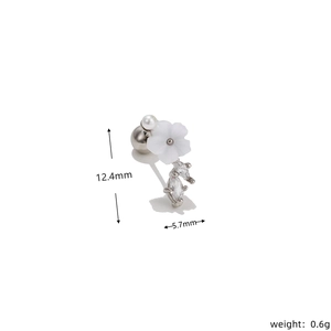 Detailed size specifications for zircon flower and butterfly cartilage stud earrings