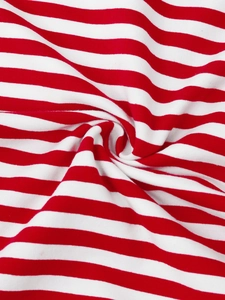 Detailed macro view of soft red and white striped cotton fabric texture for women sweatshirt