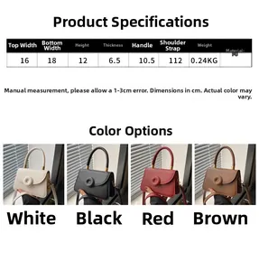 Detailed size chart for the PU leather crossbody bag showing dimensions and weight